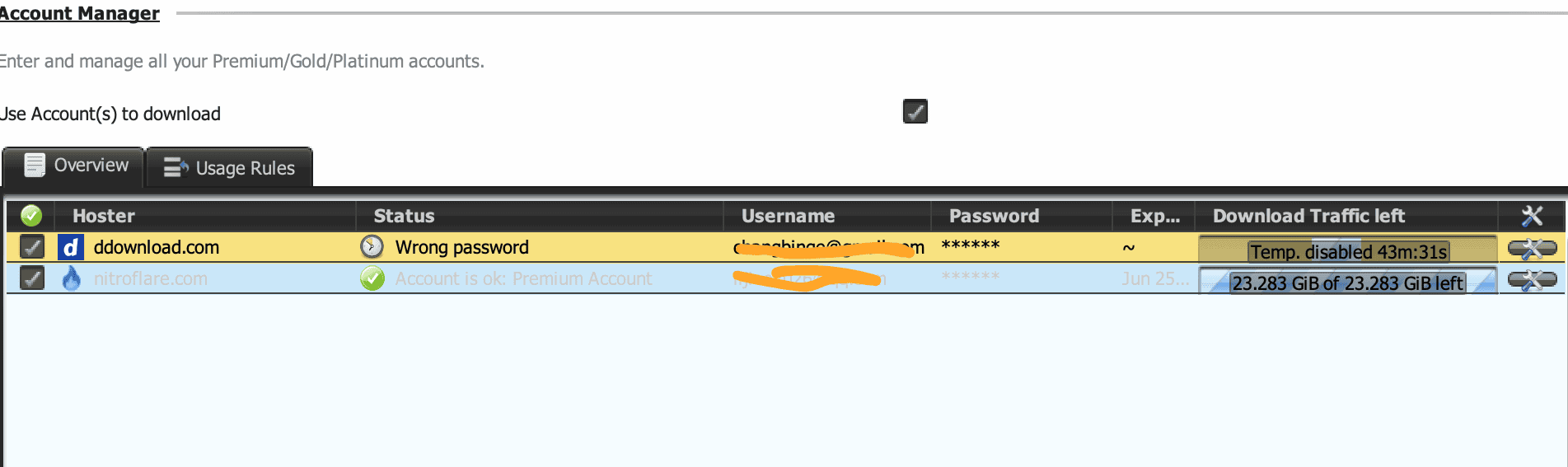 Nitroflare Premium account recognized by JDownloader 2